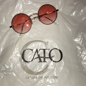 Pink ombre, round sunglasses w/ gold detailing